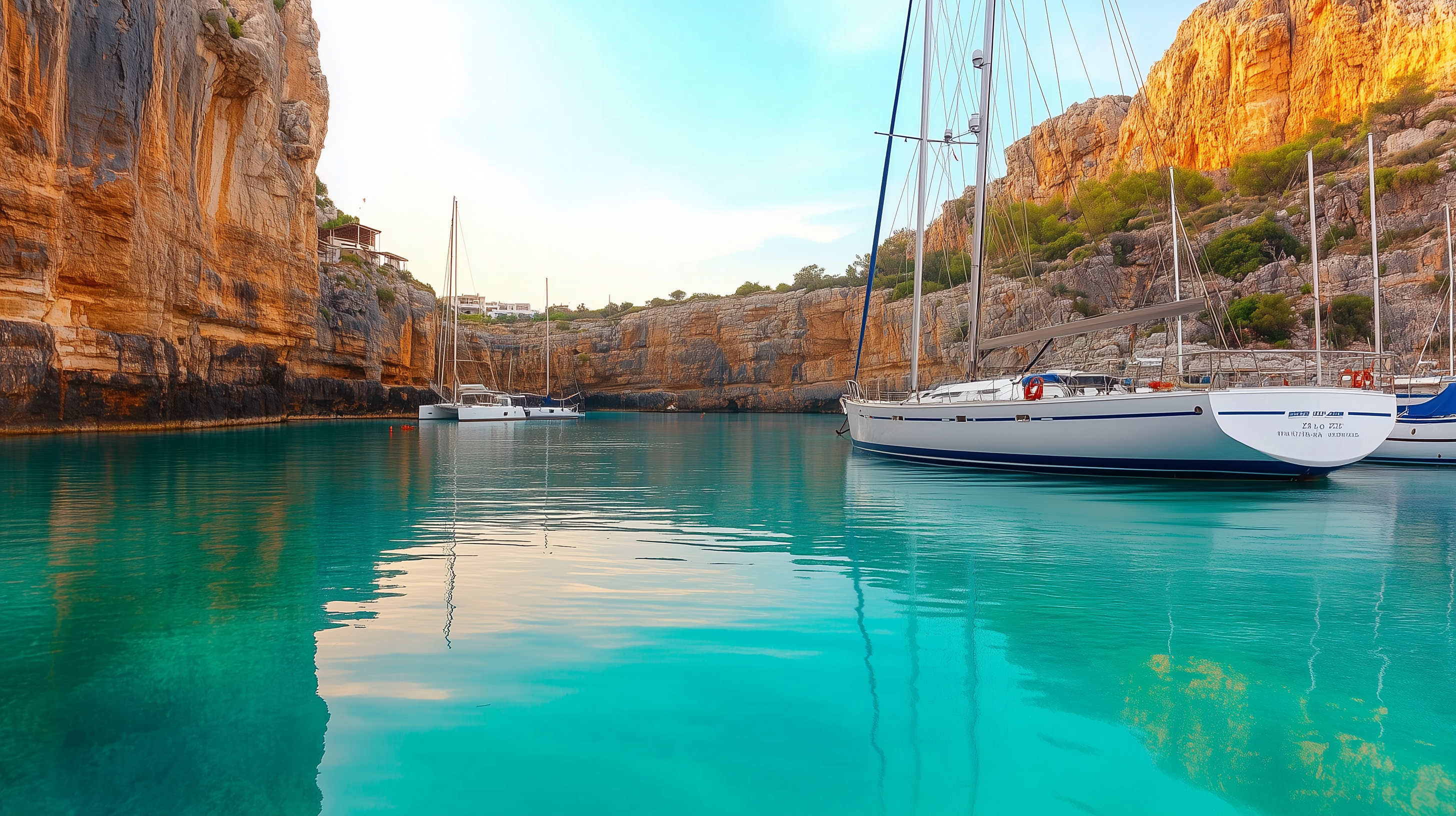 An expansive view of a yacht charter cruising the open ocean, highlighting the freedom and adventure of a yacht charter for beginners.